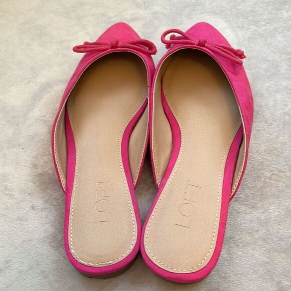 Loft #Barbie Pink Brushed Fabric Bow Slides 7.5 - Picture 4 of 8